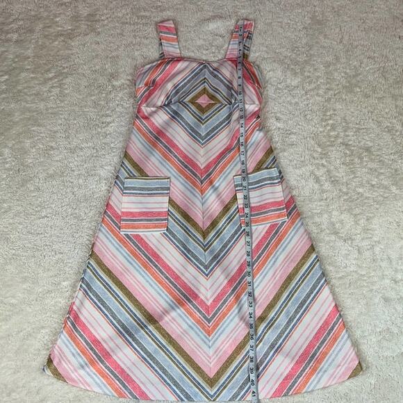 Vintage 70s striped a line polyester dress, 10 or small - Picture 3 of 8